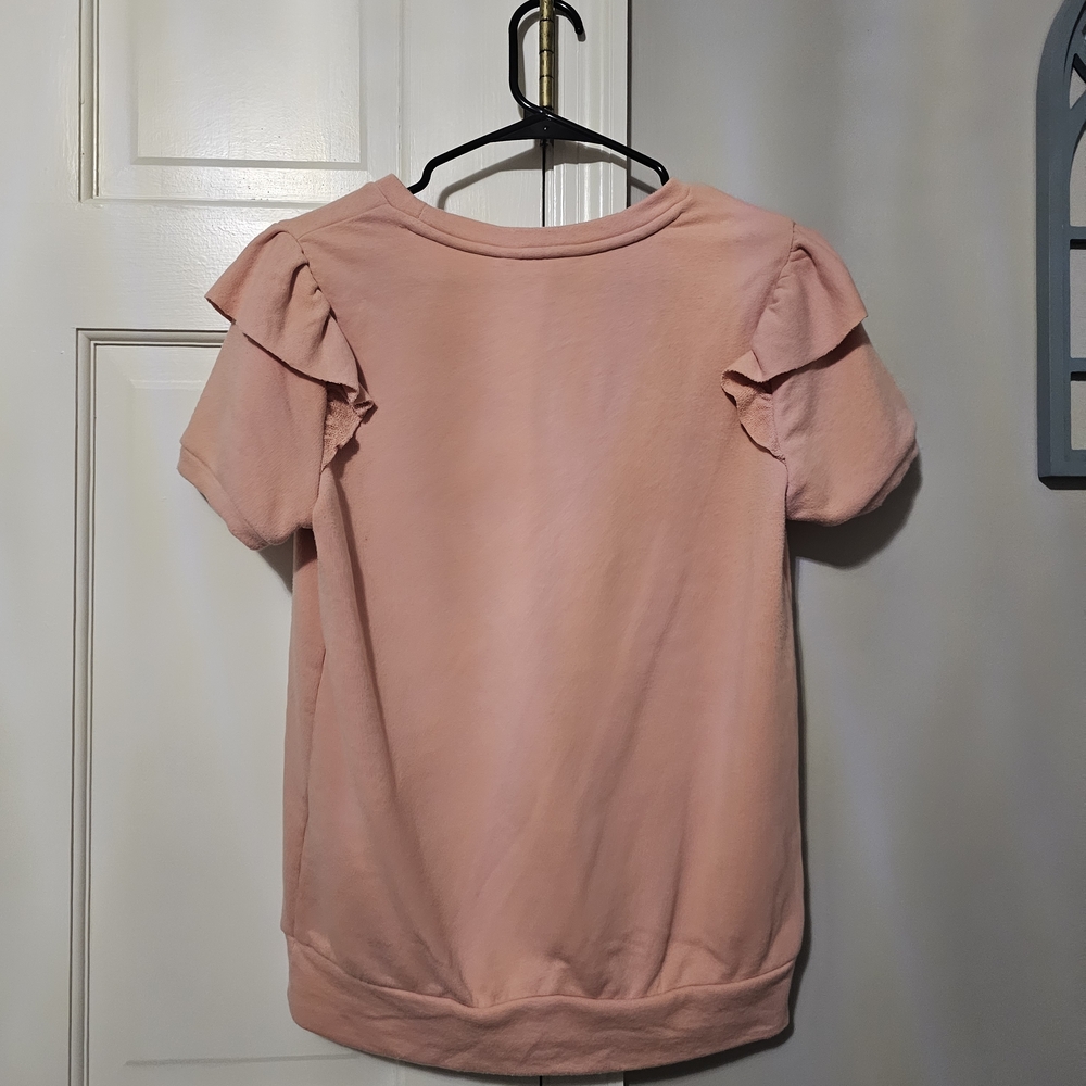 LC Lauren Conrad Blush Ruffle Sleeve Blouse - Picture 3 of 4